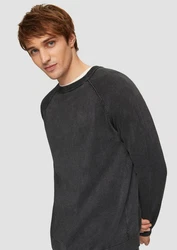QS Strickpullover Garment Dye Dunkelgrau/Schwarz/Grau