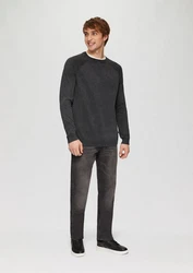 QS Strickpullover Garment Dye Dunkelgrau/Schwarz/Grau