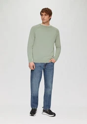 QS Strickpullover Garment Dye Khaki/Hellgrün/Grün