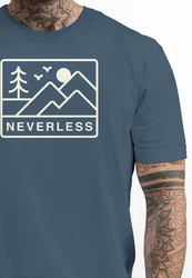 Neverless Print-Shirt Herren T-Shirt Outdoor Grafik Line Art Berge Natur Blau/Dunkelblau/Hellblau