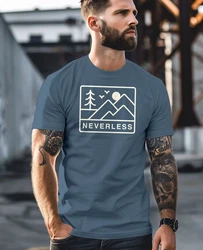 Neverless Print-Shirt Herren T-Shirt Outdoor Grafik Line Art Berge Natur Blau/Dunkelblau/Hellblau