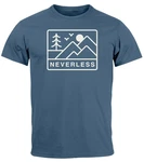 Neverless Print-Shirt Herren T-Shirt Outdoor Grafik Line Art Berge Natur Blau/Dunkelblau/Hellblau