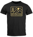 Neverless Print-Shirt Herren T-Shirt Outdoor Grafik Line Art Berge Natur 