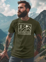Neverless Print-Shirt Herren T-Shirt Outdoor Grafik Line Art Berge Natur 
