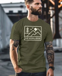 Neverless Print-Shirt Herren T-Shirt Outdoor Grafik Line Art Berge Natur 
