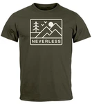 Neverless Print-Shirt Herren T-Shirt Outdoor Grafik Line Art Berge Natur 