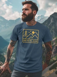 Neverless Print-Shirt Herren T-Shirt Outdoor Grafik Line Art Berge Natur Blau/Dunkelblau/Rosa/Gelb/Hellblau