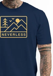 Neverless Print-Shirt Herren T-Shirt Outdoor Grafik Line Art Berge Natur Dunkelblau/Blau/Rosa/Gelb