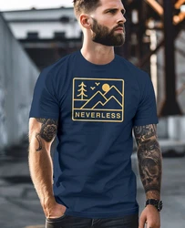Neverless Print-Shirt Herren T-Shirt Outdoor Grafik Line Art Berge Natur Dunkelblau/Blau/Rosa/Gelb
