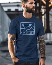 Neverless Print-Shirt Herren T-Shirt Outdoor Grafik Line Art Berge Natur Dunkelblau/Blau/Hellblau