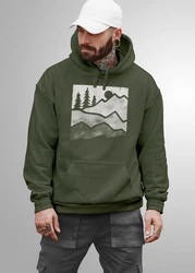 Neverless Hoodie Herren Outdoor Printshirt Aufdruck Wandern Dunkelgrün/Grün