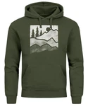 Neverless Hoodie Herren Outdoor Printshirt Aufdruck Wandern Dunkelgrün/Grün