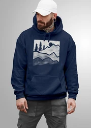 Neverless Hoodie Herren Outdoor Printshirt Aufdruck Wandern Dunkelblau/Blau