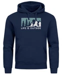Neverless Hoodie Herren Print Outdoor Wandern Life is Outside Dunkelblau/Blau/Grün