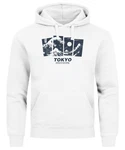 Neverless Hoodie Herren Japan Tokyo Groe Welle Kanagawa Japanische Kunst Dunkelblau/Weiß/Gelb