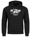 Neverless Hoodie Herren Japan Tokyo Groe Welle Kanagawa Japanische Kunst Schwarz/Grau