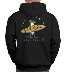 Neverless Hoodie Herren Backprint California Surfing Print Otter mit Surfboard Schwarz/Braun/Grau