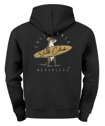 Neverless Hoodie Herren Backprint California Surfing Print Otter mit Surfboard Schwarz/Braun/Grau