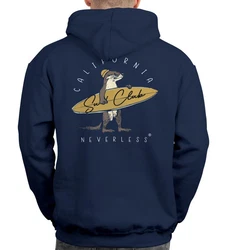 Neverless Hoodie Herren Backprint California Surfing Print Otter mit Surfboard Blau/Dunkelblau/Fliederfarben/Hellblau
