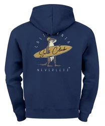 Neverless Hoodie Herren Backprint California Surfing Print Otter mit Surfboard Blau/Dunkelblau/Fliederfarben/Hellblau
