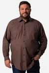Men Plus Businesshemd Kentkragen Comfort Fit Dunkelbraun/Braun