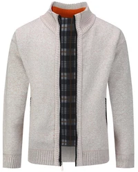 Allthemen Cardigan Gefttert Cardigan Grobstrick Pullover Warm bergangsjacke Beige/Grau