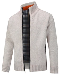 Allthemen Cardigan Gefttert Cardigan Grobstrick Pullover Warm bergangsjacke Beige/Grau