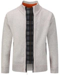 Allthemen Cardigan Gefttert Cardigan Grobstrick Pullover Warm bergangsjacke Beige/Grau