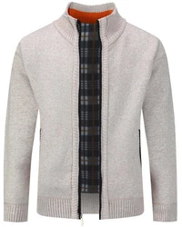 Allthemen Cardigan Gefttert Cardigan Grobstrick Pullover Warm bergangsjacke Beige/Grau