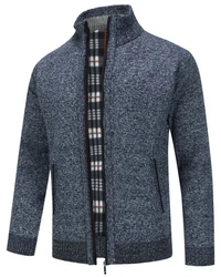 Allthemen Cardigan Gefttert Cardigan Grobstrick Pullover Warm bergangsjacke Dunkelblau/Grau/Hellblau
