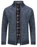 Allthemen Cardigan Gefttert Cardigan Grobstrick Pullover Warm bergangsjacke Dunkelblau/Grau/Hellblau