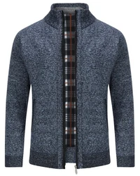 Allthemen Cardigan Gefttert Cardigan Grobstrick Pullover Warm bergangsjacke Dunkelblau/Grau/Hellblau