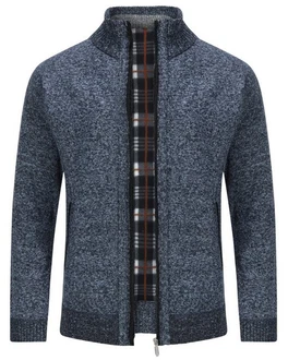 Allthemen Cardigan Gefttert Cardigan Grobstrick Pullover Warm bergangsjacke Dunkelblau/Grau/Hellblau