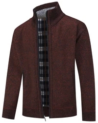 Allthemen Cardigan Gefttert Cardigan Grobstrick Pullover Warm bergangsjacke Dunkelrot/Bordeaux/Braun