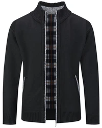 Allthemen Cardigan Gefttert Cardigan Grobstrick Pullover Warm bergangsjacke Dunkelblau/Schwarz