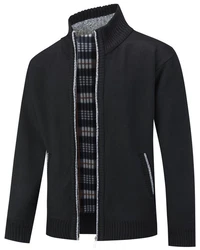 Allthemen Cardigan Gefttert Cardigan Grobstrick Pullover Warm bergangsjacke Dunkelblau/Schwarz