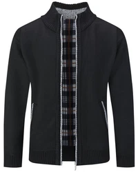 Allthemen Cardigan Gefttert Cardigan Grobstrick Pullover Warm bergangsjacke Dunkelblau/Schwarz