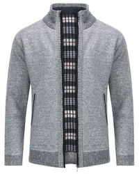 Allthemen Cardigan Gefttert Cardigan Grobstrick Pullover Warm bergangsjacke Grau/Hellgrau/Dunkelgrau/Dunkelblau