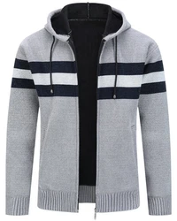 Allthemen Cardigan mit Kapuze Grau/Dunkelblau/Hellgrau