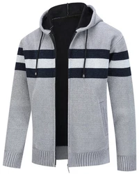 Allthemen Cardigan mit Kapuze Grau/Dunkelblau/Hellgrau