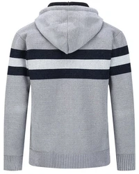 Allthemen Cardigan mit Kapuze Grau/Dunkelblau/Hellgrau
