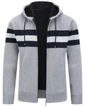 Allthemen Cardigan mit Kapuze Grau/Dunkelblau/Hellgrau