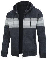 Allthemen Cardigan mit Kapuze Dunkelblau/Grau/Dunkelgrau
