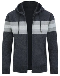 Allthemen Cardigan mit Kapuze Dunkelblau/Grau/Dunkelgrau