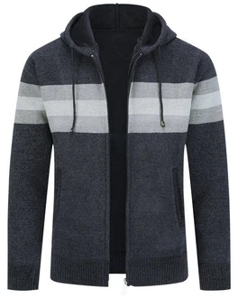 Allthemen Cardigan mit Kapuze Dunkelblau/Grau/Dunkelgrau Allthemen Cardigan mit Kapuze Dunkelblau/Grau/Dunkelgrau
