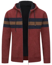 Allthemen Cardigan mit Kapuze Rot/Dunkelrot/Braun/Bordeaux