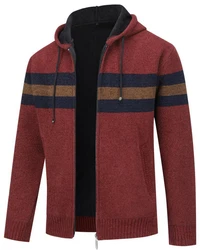Allthemen Cardigan mit Kapuze Rot/Dunkelrot/Braun/Bordeaux