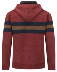 Allthemen Cardigan mit Kapuze Rot/Dunkelrot/Braun/Bordeaux