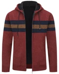 Allthemen Cardigan mit Kapuze Rot/Dunkelrot/Braun/Bordeaux