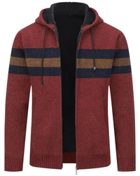 Allthemen Cardigan mit Kapuze Rot/Dunkelrot/Braun/Bordeaux